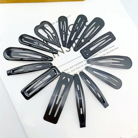 Matte Glänzende Schwarze Metall BB Haarspangen Set Minimalistische Wassertropfen Quadratische Geometrische Haarnadeln Französischer Stil Styling Accessoires Für Damen