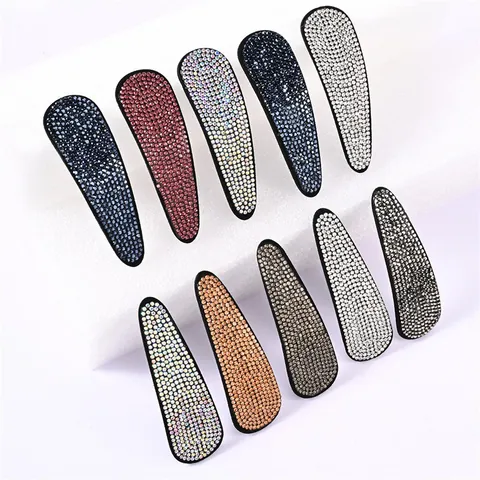 Rhinestone Hair Clips Geometric Rectangular Water Drop Barrettes Sparkling Crystal Hair Pins For Women Party