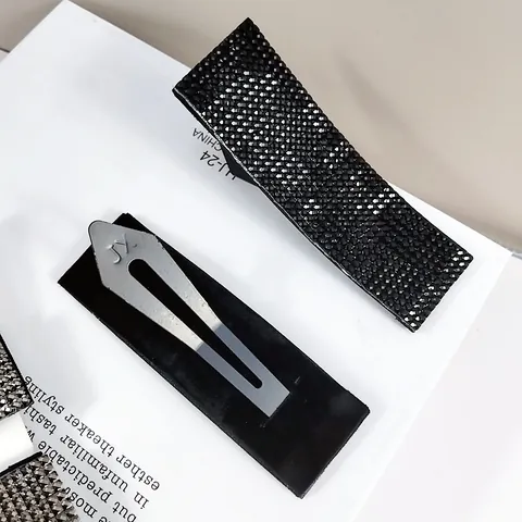 Barrettes à Cheveux Rectangles en Strass pour Femmes Alliage Incrusté Pinces Latérales Scintillantes Accessoires Cheveux Style Coréen