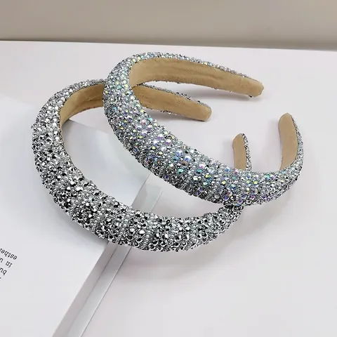 Luxus Strass Gepolstertes Stirnband Für Damen Funkelndes High Top Schwamm Haarreif Eleganter Party Hochzeit Haarschmuck