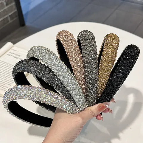 Luxus Strass gepolstertes Stirnband Damen Funkelndes Kristall Haarband Elegant High Top Haarschmuck Party Kopfschmuck