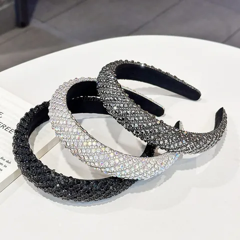 Diadema Acolchada de Lujo con Diamantes de Imitación Accesorio para el Cabello Vintage para Mujer Fiesta Boda Moda