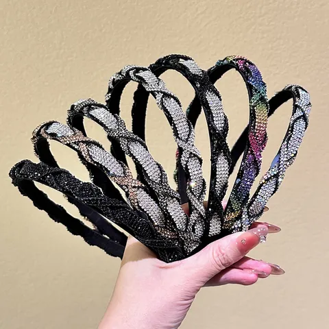 Luxury Rhinestone Braided Headband Elegant Twisted Full Crystal Hairband Fashion Hair Accessories For Women Party Wedding