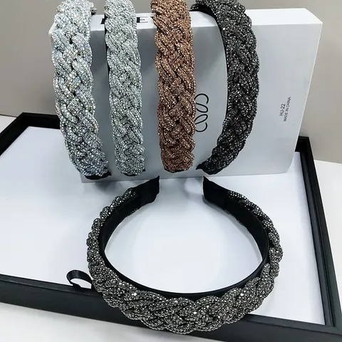 Πολυτελής Στέκα με Στρας Vintage Full Diamond Crisscross Twist Hair Band Λαμπερή για Γάμο Πάρτι Γυναικείο Αξεσουάρ Μαλλιών