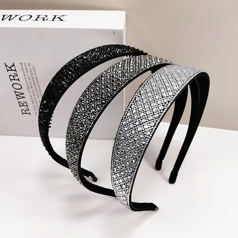 Luxus Strass Mode Stirnband Für Damen Rutschfestes Breites Haarband Mit Zähnen Glänzende Kristall Haarzubehör Täglich Party Kopfschmuck