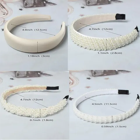 Elegant Artificial Pearl Padded Headband For Women White Fabric Imitation Artificial Pearl Hair Bands Fashion Hair Accessories For Wedding Party
