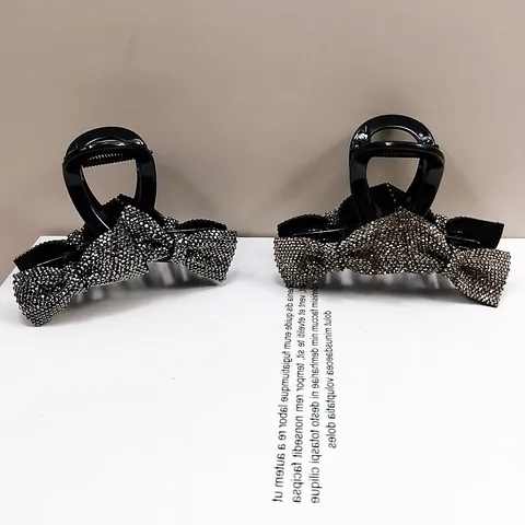 Pinza per Capelli a Fiocco Donna Strass Lucidi Elegante Resina Nera Squalo Clip Accessorio per Capelli Cristallo per Festa