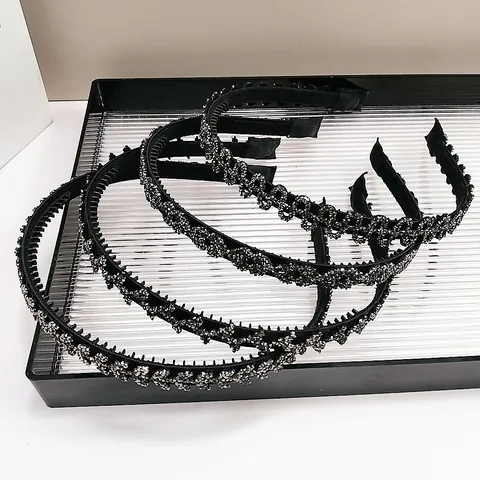 Fashion Rhinestone Headband For Women Minimalist Black Sparkling Hair Band Geometric Thin Edge Fashion Hair Accessories