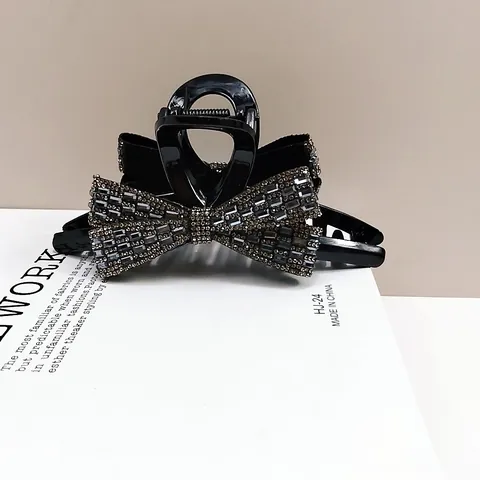 Luxury Rhinestone Bow Knot Hair Claw Clip Elegant Sparkling Shark Clip For Women Fashion Hair Accessories For Daily Party