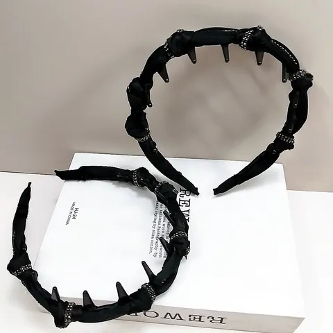 Cerchietto Donna Vintage in Raso Nero con Nodo Decorazioni in Strass Antiscivolo con Denti Accessori per Capelli Eleganti