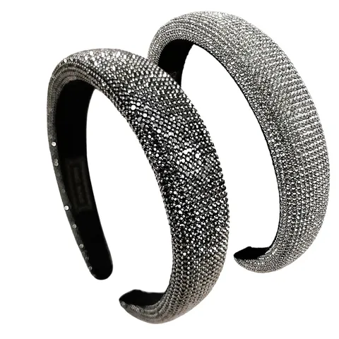Diadema Acolchada de Lujo con Diamantes de Imitación Vintage Francés Banda Ancha para el Cabello para Mujeres Elegante Fiesta Banquete