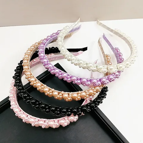 Handmade Beaded Imitation Artificial Pearl Headband Elegant Luxury Hair Hoop For Women Wedding Party Fashion Hair Accessories