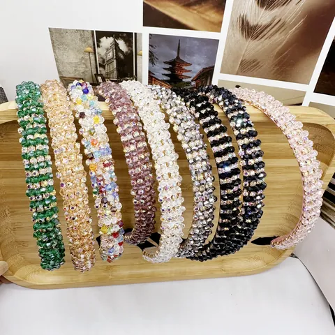 Serre-Tête Baroque Vintage en Cristal et Strass pour Femmes Serre-Tête de Luxe avec Perles Fait Main Accessoires de Cheveux Fête