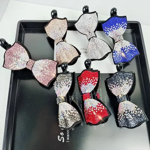 Koreanischer Stil Strass Schleife Banane Haarklammer Elegant Glänzend Harz Vertikale Haarnadel Für Damen Alltag Party Haarschmuck