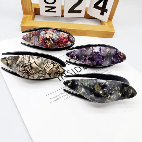Vintage Große Marmormuster Haarklammer Für Damen Luxus Strass Besetzte Entenschnabel-Clip Elegante Harz Haarschmuck Zubehör