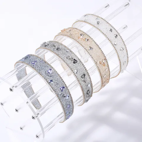 Diadema Acolchada Barroca para Mujer Cristal K9 Corazón Strass Vintage Lujo Banda para el Cabello Ancha Antideslizante Boda Fiesta Accesorios para el Cabello