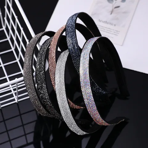 Sparkling Rhinestone Hair Band For Women Fashion Headband Thin Glitter Hair Accessories Daily Party Headwear Jewelry