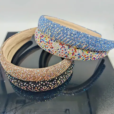 Full Rhinestone Padded Sponge Headband For Women Sparkling High Top Hairband Fashion Wedding Party Hair Accessories