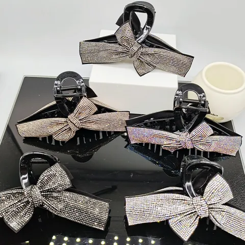 Damen Haarkralle Koreanischer Stil Große Schleife Elegant Funkelnde Strasssteine Harz Kopfschmuck Für Alltag Und Party