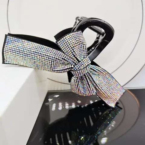 Damen Haarkralle Koreanischer Stil Große Schleife Elegant Funkelnde Strasssteine Harz Kopfschmuck Für Alltag Und Party