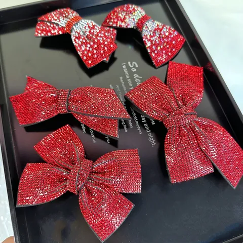 Roter Strass Schleife Haarreif Vintage Koreanischer Stil Festlicher Haarklammer Elegante Haaraccessoires Neujahr Hochzeit Party Schmuck Für Damen