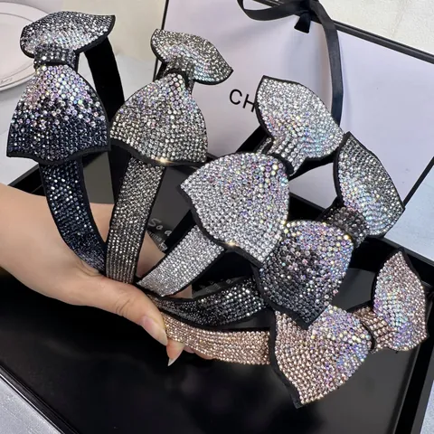 Korean Style Bowknot Rhinestone Headband Elegant Luxury Full Rhinestone Bow Headband Hair Accessories For Women Party Wedding