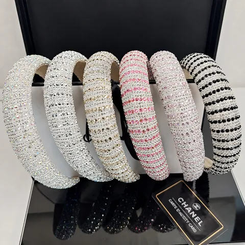 Diadema de Strass Acolchada de Lujo para Mujer Banda para el Cabello de Esponja Ancha con Cristales Brillantes Accesorios para el Cabello Rayados para Fiestas y Bodas