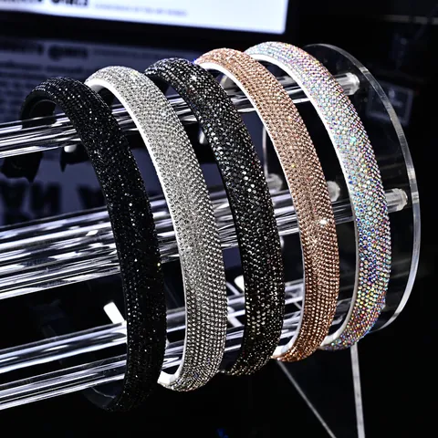Luxury Rhinestone Headband For Women Glitter Hair Hoop Fashion Thin Hair Band Accessories For Party Wedding
