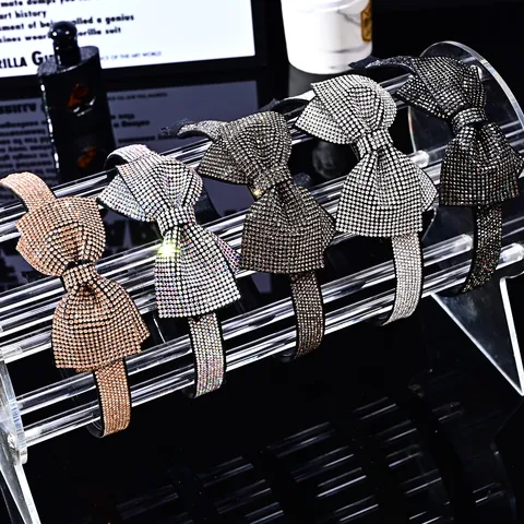 Luxus Französischer Vintage Schleife Strass Haarreif Für Damen Glänzende Kristall Haarband Elegante Hochzeit Party Haarschmuck