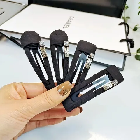 Black Cloth Wrapped BB Hair Clips For Women Star Square Waterdrop Simple Elegant Rhinestone Hair Barrettes Accessories
