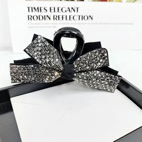 Large Bowknot Rhinestone Hair Claw Clip Luxury Sparkling Bow Shark Hair Clip Elegant Hair Accessories For Women Daily Party