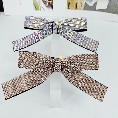 Korean Style Full Rhinestone Bow Knot Hair Clip Luxury Alloy Spring Clip Elegant Headwear Fashion Hair Accessory For Women
