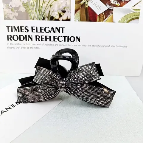 Elegante Pinza para el Cabello con Lazo de Strass Cristal Brillante Clip Grande para el Cabello Estilo Coreano para Mujer Accesorios