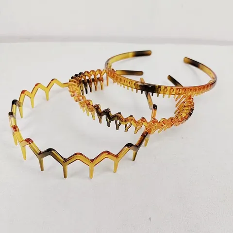 Cerchietto in Plastica Retro Motivo Tartarugato Ambra per Donna Largo Antiscivolo a Onda Seghettata Accessori per Capelli