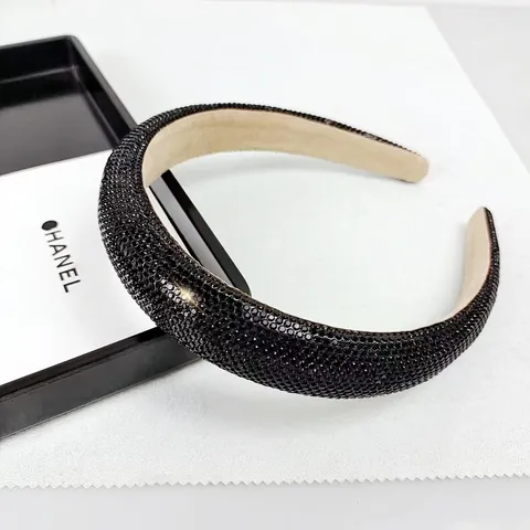 Luxury Padded Full Rhinestone Headband For Women Sparkly High Top Wide Hair Band Retro Party Wedding Hair Accessories