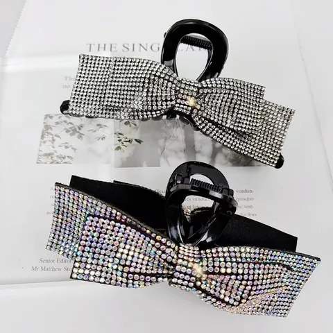 Pinza para el Cabello con Lazo de Lujo Vintage para Mujer con Diamantes de Imitación Pinza de Resina Accesorios para el Cabello