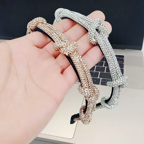 Luxury Knotted Rhinestone Headband For Women Full Inlaid Crystal Hair Band Elegant Wedding Party Fashion Hair Accessories