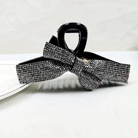 Elegante Pinza de Pelo Grande con Lazo de Strass para Mujer Mariposa Brillante Clip de Tiburón de Diamantes Accesorios