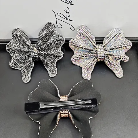 Fermaglio per Capelli di Lusso con Fiocco e Farfalla di Strass per Donna Stile Coreano in Lega con Cristalli Incastonati Accessorio Moda