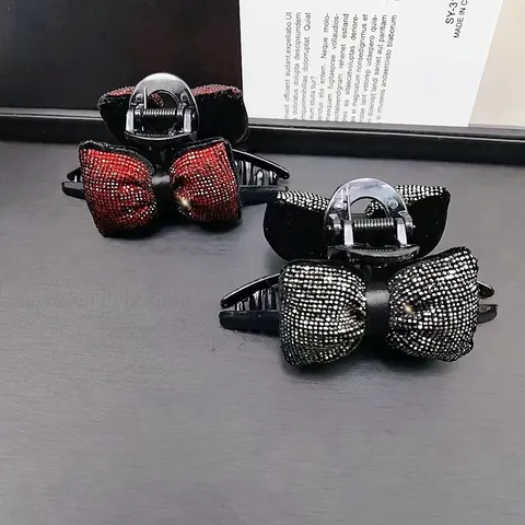 Elegante Pinza per Capelli con Fiocco in Strass Cerchietto con Fiocco in Velluto Elastico per Capelli Scintillante per Donna Gioielli per Capelli da Matrimonio Festa