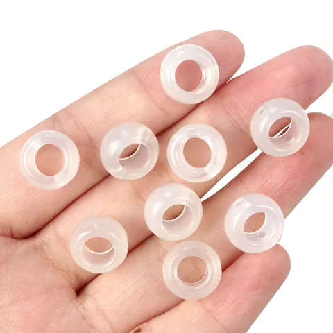 12mm Großloch Weißer Achat Abakus Perlen 6mm Loch Naturstein Zwischenperlen Lose Perlen Für DIY Armband Halskette Schmuckherstellung