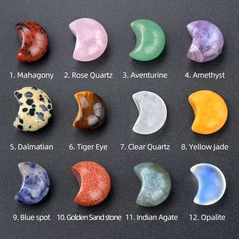Mini Luna Creciente de Piedra de Cristal Natural Ágata Pulida Gema para Creación de Joyas DIY Decoración del Hogar