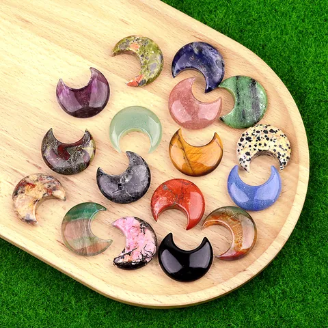 Pierre de Forme Croissant de Lune en Cristal Naturel Agate Pour Fabrication de Bijoux DIY Guérison Décoration