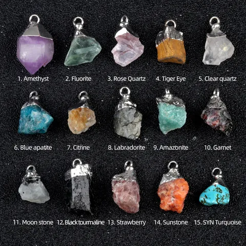Onregelmatige Natuurlijke Ruwe Steenhanger Met Verzilverde Kap Edelsteen Bedel Voor DIY Sieraden Maken Halsketting
