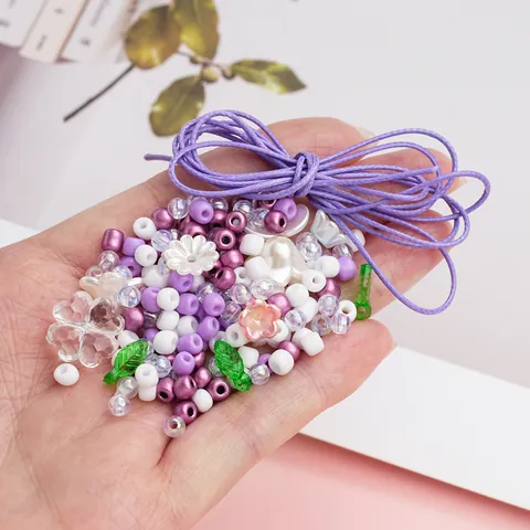 Kit per la Creazione di Gioielli Fai Da Te Perline di Vetro Acrilico Misto Forme di Fiori Farfalla Con Filo Cerato