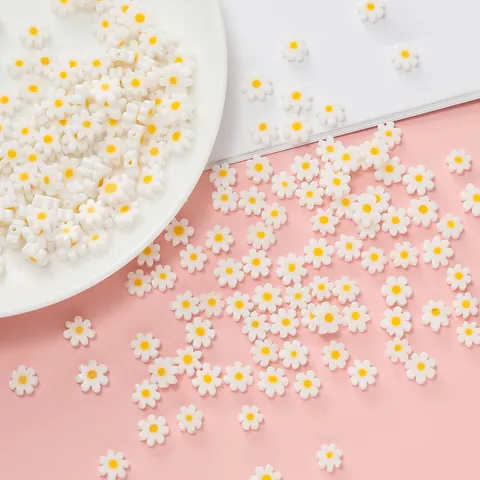 French Ins Style Glass Daisy Loose Beads For DIY Handmade Necklace Bracelet Jewelry Making Accessories Flower Beads
