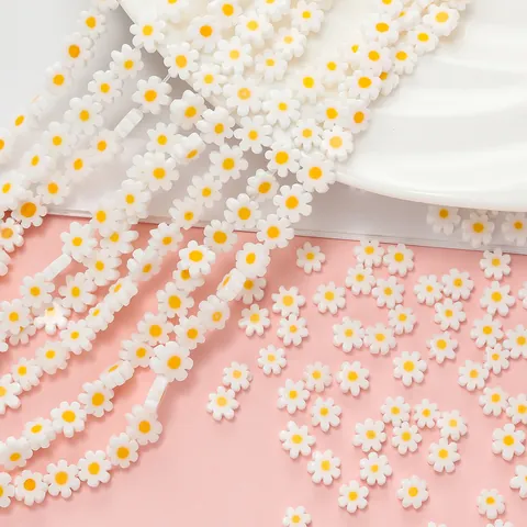 French Ins Style Glass Daisy Loose Beads For DIY Handmade Necklace Bracelet Jewelry Making Accessories Flower Beads