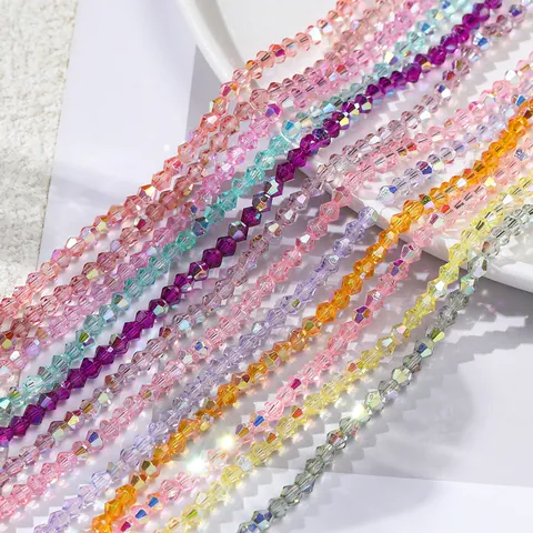 Bicone Glass Crystal Beads For DIY Jewelry Making Colorful Faceted AB Coated Loose Beads Strand For Necklace Bracelet Handmade Crafting Accessories