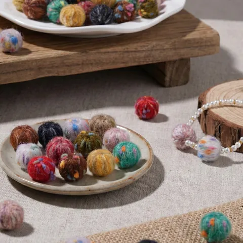 Retro Magic Color Polyester Plush Balls For DIY Jewelry Making Handcrafted Earring Pendants Round Winding Accessories Mixed Colors