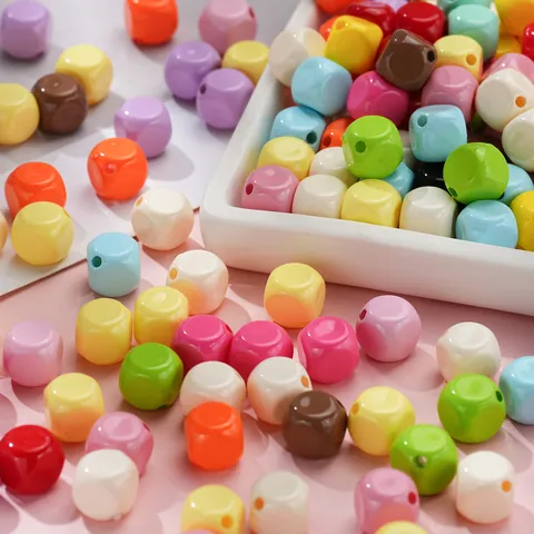 Colorful Baked Lacquer Acrylic Cube Loose Beads Square Spacer Beads For DIY Necklace Bracelet Phone Chain Jewelry Making